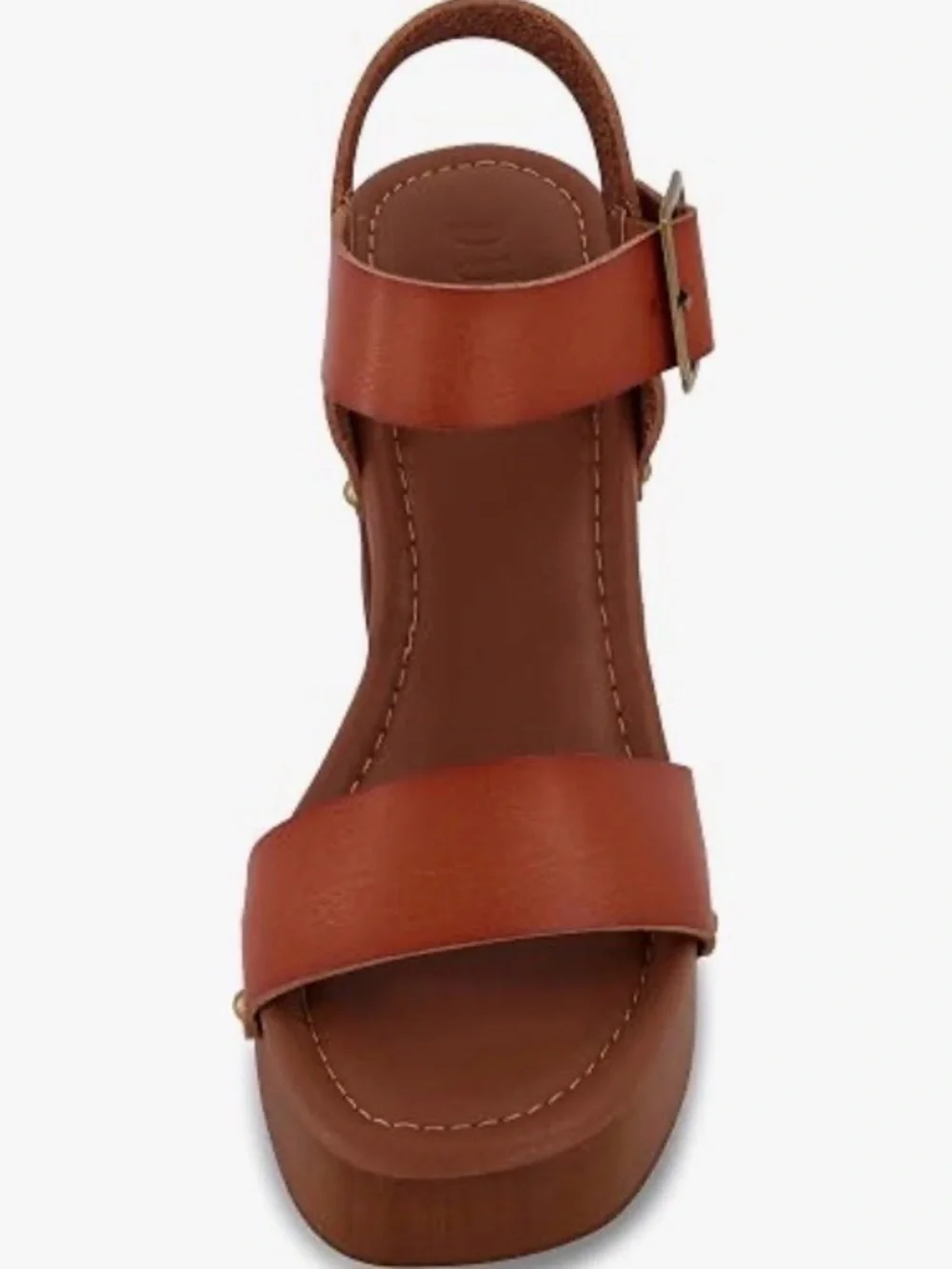 Women's Cognac Platform Sandal with Ankle Buckle